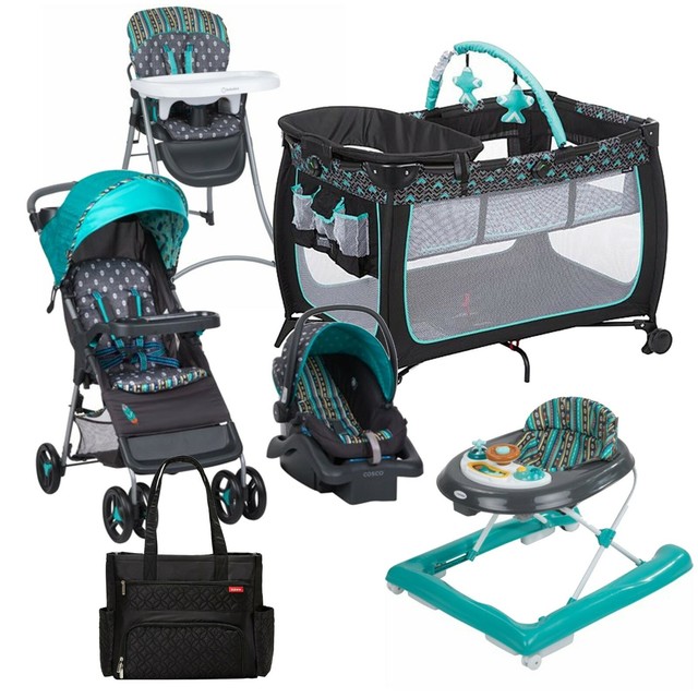 Baby Boy Combo Travel System Stroller Car Seat Playard Chair Walker Diaper Bag
