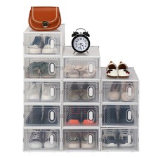 Hot Sale Shoe Storage Boxes 12 Pack Clear Plastic Stackable-White for Bedroom