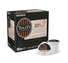 Tully's DECAF French Roast Coffee 18 to 144 Count Keurig Kcups Pick Any Quantity