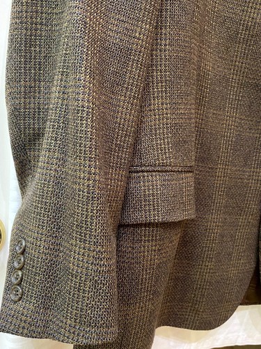 Pronto Uomo Firenze Plaid Tweed Silk Blend Sports Coat Blazer | Brown | Mens 48 - Picture 5 of 9