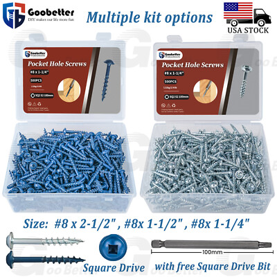 #ad #ad #8 Squar Drive Washer HeadPocket Hole Galvaniz Coarse Wood Screw Various length $25.99