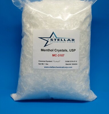 Menthol Crystals, USP     100% Pure & Natural      1 Pound  (16 oz)