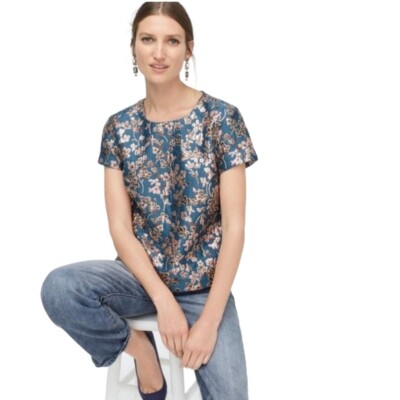 J.Crew Collection top in cherry blossom jacquard-AE863-Size XS