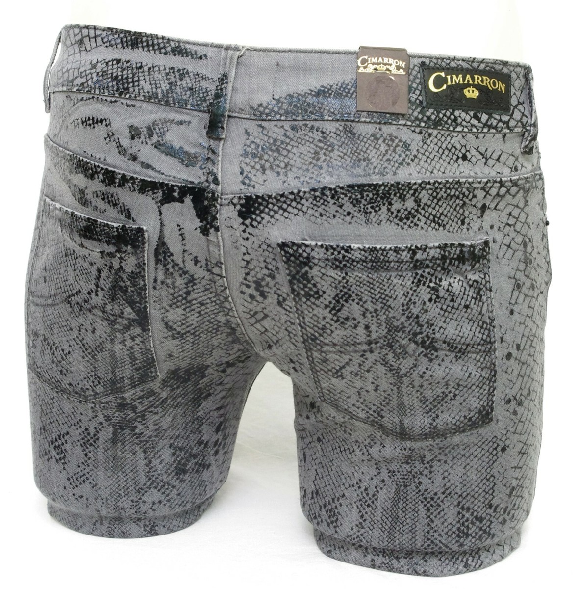 Cimarron Women's Skinny Snake Print Jeans Cachic Grey Foil Black