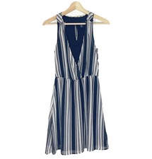 H&M Striped Chiffon Dress Racerback A-Line Black White Sz 2