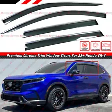 FOR 2023-2024 HONDA CR-V CRV PREMIUM CHROME TRIM WINDOW VISOR RAIN GUARD W/ CLIP
