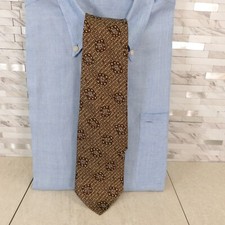 Geometric Jacquard Neck Tie Mens Brown MARIO VALENTINO Basketweave Silk Dress