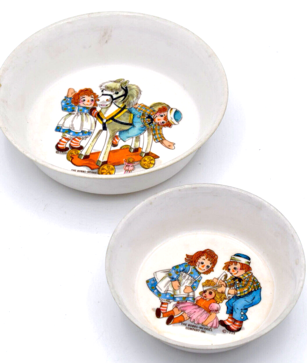Raggedy Ann And Andy Vintage 1969 Set Oneida Plastic Child Bowls