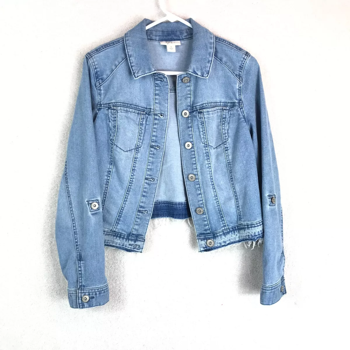 Crop Raw Hem Denim Jacket  Denim jacket women, Jacket outfit