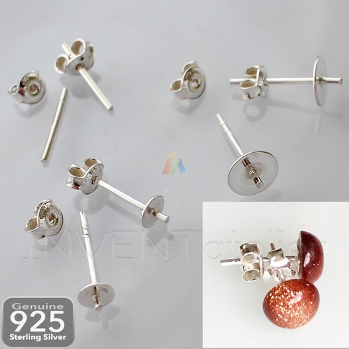 Pendientes de plata postes con pasador para pegar + espalda de mariposa 429 | eBay