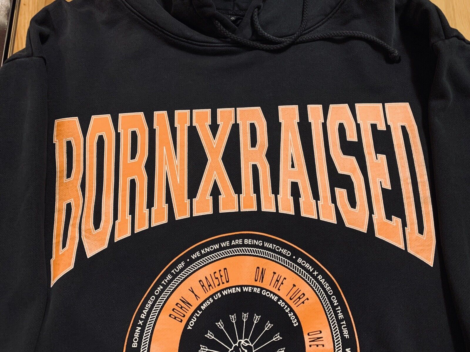 Born X Raised BXR Hoodie Size Medium M Orange Black Los Angeles 