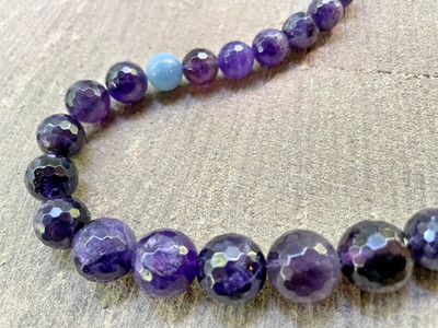 Jay King Stone Necklace Bead Amythest Blue DTR Graduated Sterling 20 1/4'' to 23''