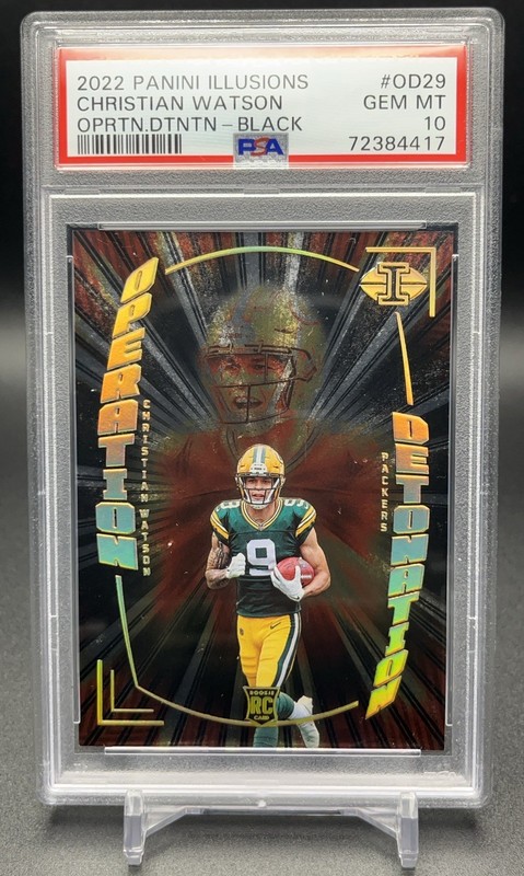 2022 Christian Watson Illusions Black Operation Detonation /50 PSA 10 #OD-29