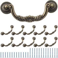 Waziaqoc 6PCS Antique Drop Bail Pulls, 5 Inch 5inch/128mm Hole Center, Bronze 