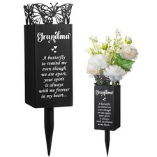 Cemetery Vases for Grave Metal Flower Butterfly Cemetery Vases Memorial Flowe...