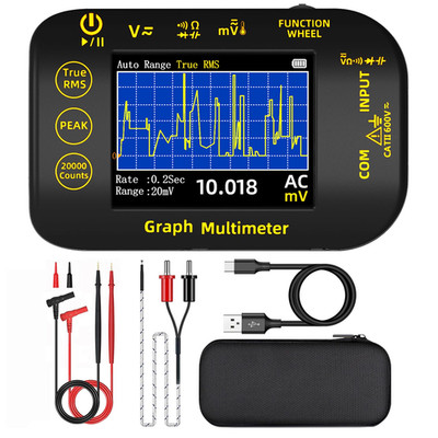 20,000 Count Portable Multimeter with Color Display & Data Logging Feature