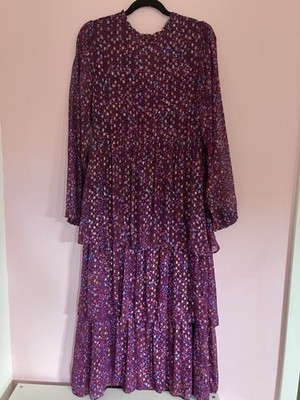 Aspiga Hettie Midi Dress In Cosmic Purple NEW Size M BNWT Event Wedding Holiday