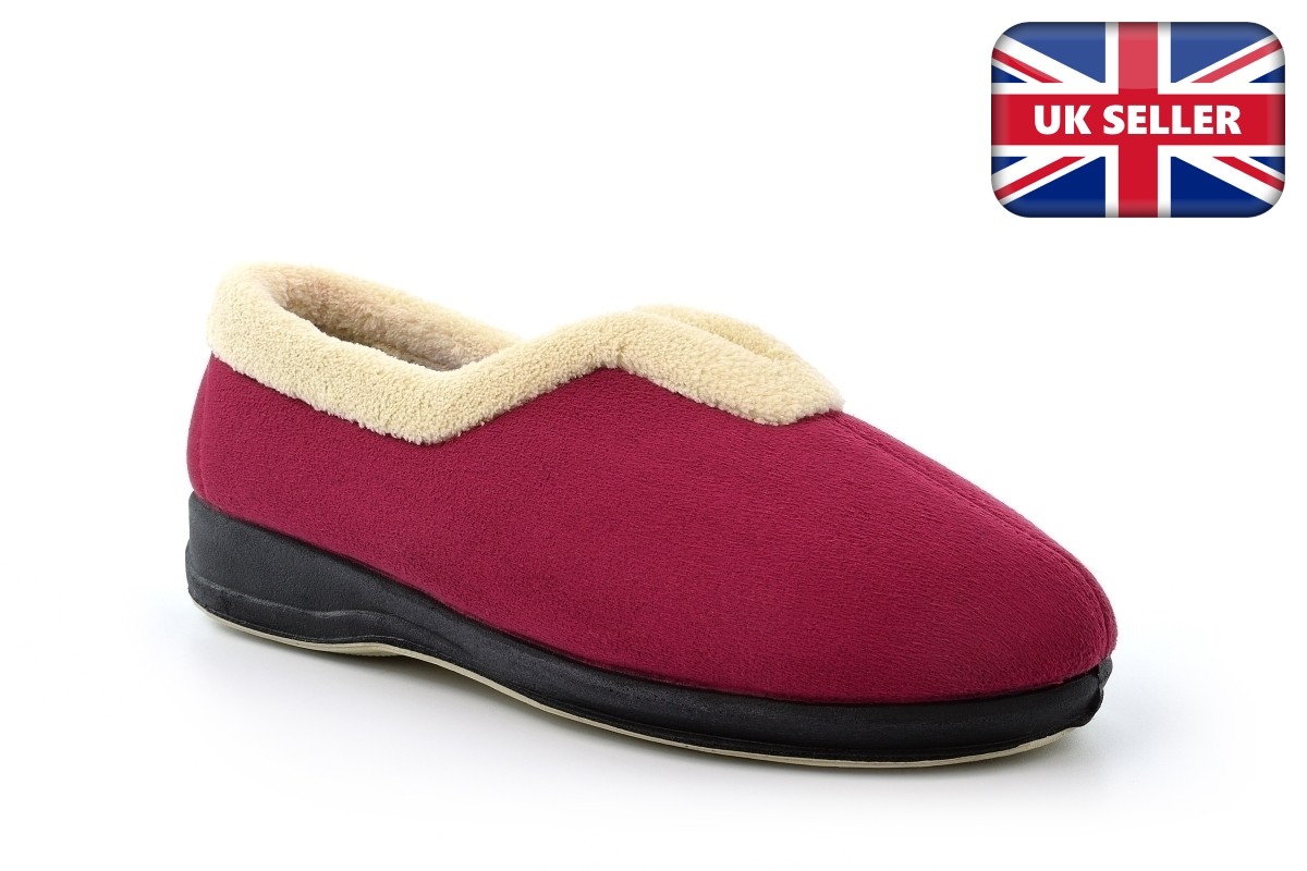 SAOLA Pantofole donna ciabatte donna slip on gola a V suola gomma memory foam vino