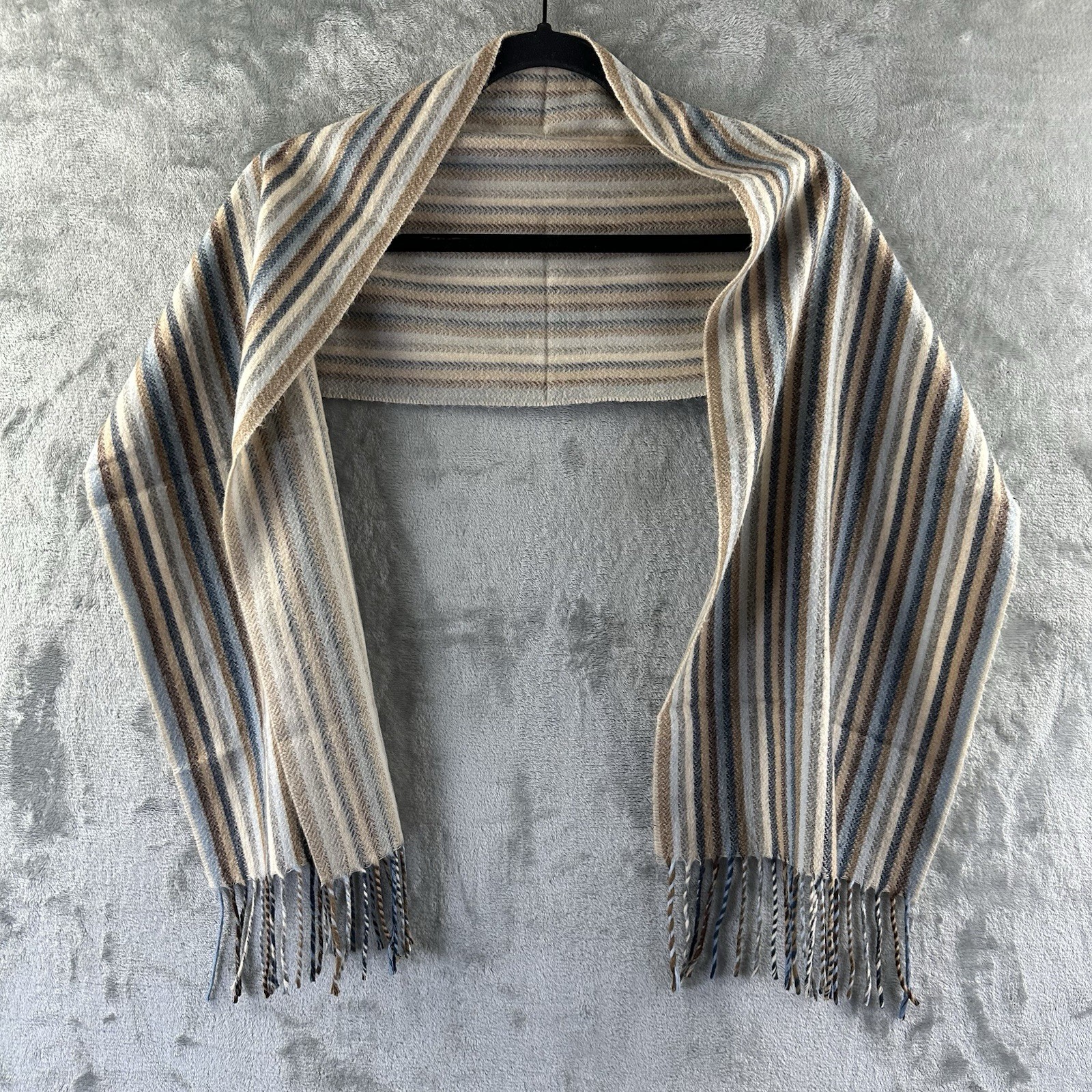 Rectangular Scarf Multicolored Stripes Blue Brown… - image 1