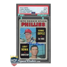 1970 Topps #539 Phillies Rookies Larry Bowa PSA 7 Auto 10 signed rc rookie