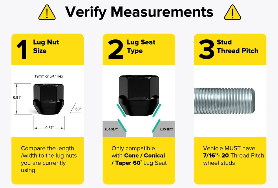 20 tuercas de tuerca Acorn negro extremo abierto - 7/16"x20 para Chevy Buick Pontiac Oldsmobile Foto 2 de 4