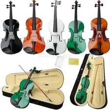 New 16" Acoustic Viola + Case + Bow Black Pink White Blue Green Brown Natural