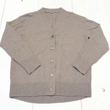 Muji Cardigan Sweater Womens Large Brown 100% Wool Button Front Knit