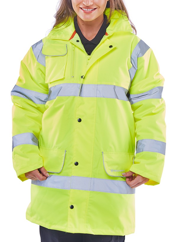 Beeswift Hi-Vis Fleece Lined Traffic Jacket Saturn Yellow Size 4XL