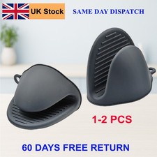 1-2 PCS Grey Silicone Pot Oven Holder Mitt Cooking Heat Resistant Thick Glove UK