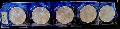 Lot A of 5 - 1 Ounce Uncirculated 2006 Silver Eagles Mint Condition