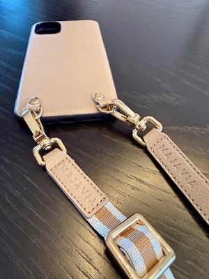  Majavia Crossbody Iphone 11 Case Hülle Taupe + Straps Leder Gold Hardware Neu