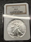 1986 American Silver Eagle Coin - NGC MS69 “FIRST YEAR”#1307