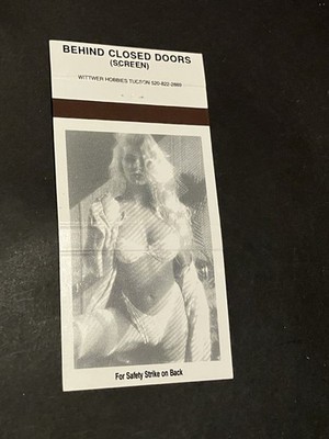 Girlie Matchbook Cover - Behind Closed Doors Busty Girl