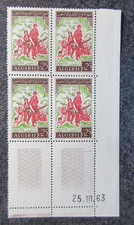 ALGERIE timbre NOVEMBRE 1963 en bloc de 4 coin daté neuf ** bon état lot NE293