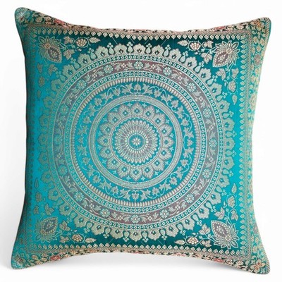 Indian Mandala Silk Brocade Pillow Cushion Cover Sofa Throw Ethnic Home Decor