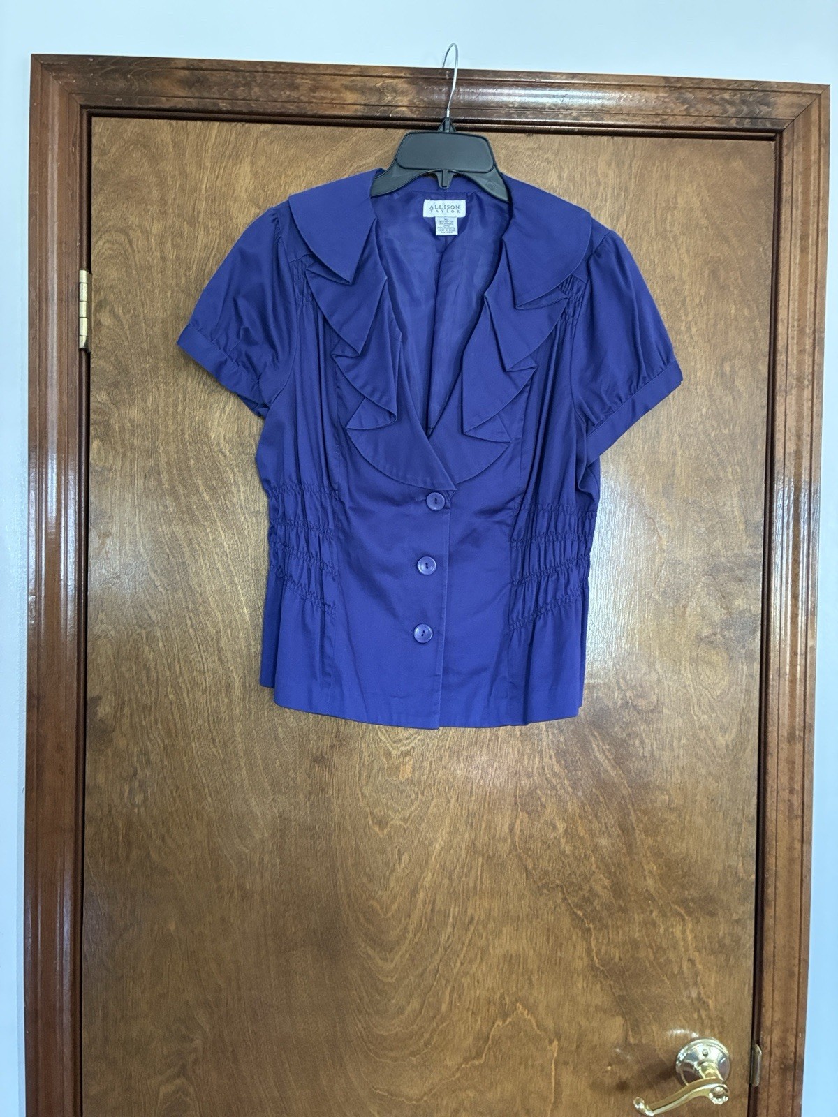 Allison Taylor Purple Collared Button Ruffle Jack… - image 1