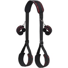 Bondage Restraints, BDSM Kit Sex Neck to Leg Spreader Set, Black-red