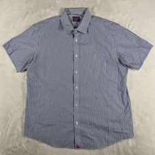 UNTUCKit Cappellano Button Up Shirt Men's XL Blue Plaid Short Sleeve Slim Fit