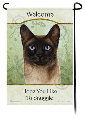 Hope You Like to Snuggle Garden Flag - Seal Point Siamese Cat