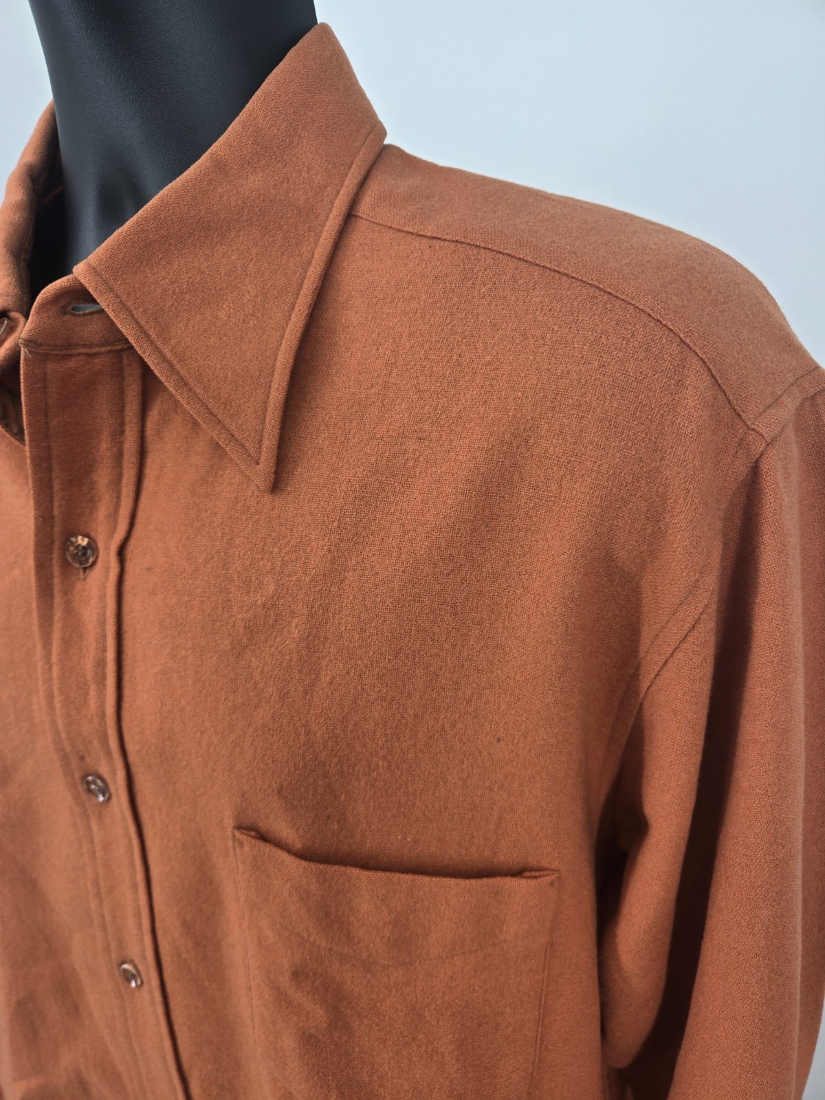 Pendelton VTG Flannel Shirt XL Orange Virgin Wool Pockets 60's 70's RARE Men *