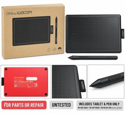One by Wacom CTL-472 Small Graphics Drawing Pen Tablet Red Black 