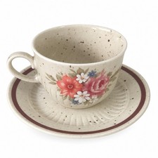 Winterling Tasse mit Untertasse Beige Porzellan Blumen Blumenmuster Vintage