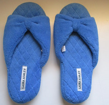 New Laura Ashley spa slipper XL Slide memory foam Terry comfy Blue 9.5-10.5