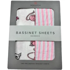 Cat Candy Stripe Baby Bassinet Fitted Sheets Rayon Bamboo White Pink Newcastle