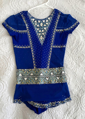 Royal Blue Rhythmic Gymnastics Competition Leotard Rhinestone Crystal Costume