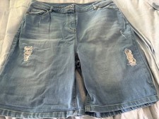 Womens LabelBe Light Blue Denim Sequined Shorts Size 16