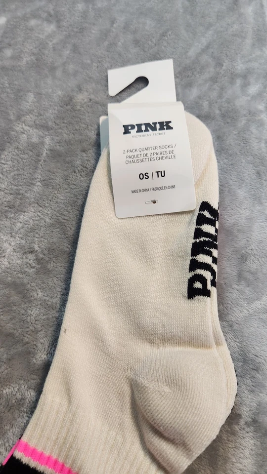 Paquete de 2 calcetines Victoria's Secret talla única blanco negro nuevos con etiquetas Foto 2 de 4