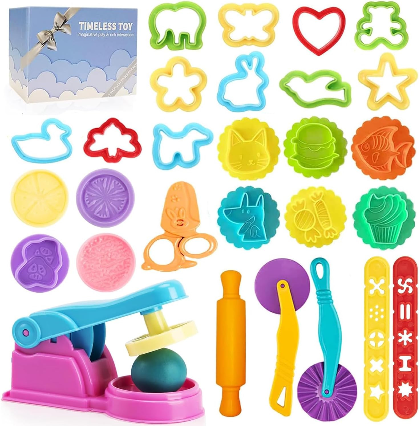Dough Tools Play for Kids- Toy Accessories Include Stamps Cu