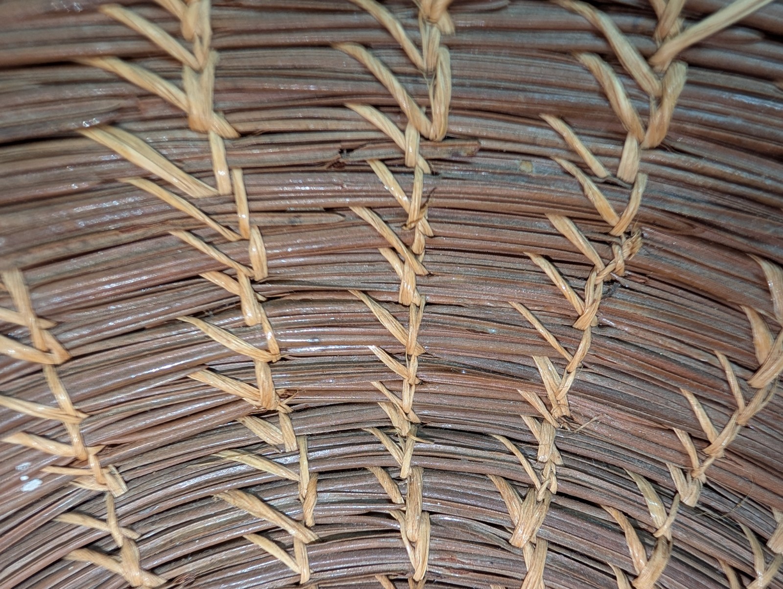 Antique American Pine Needle Basket Compote-Hand Tied- Seed Pod Accents Large 