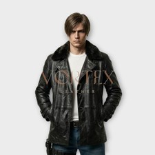 Cappotto uomo pelle nero stile coller pelliccia vera pelle di agnello cappotto